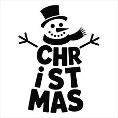 Christmas Snowman Typography Vector Illustration