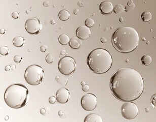 Glossy transparent bubbles floating on white background, clean minimal abstract design