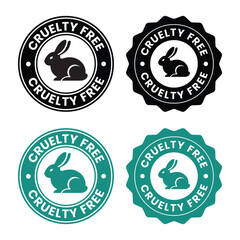 Cruelty free icon. vector set collection of not tested on animals like rabbit symbol. Bunny sign shows no harm to pets from cosmetic ingredients badge. Round web app ui mark stamp of skin care product
