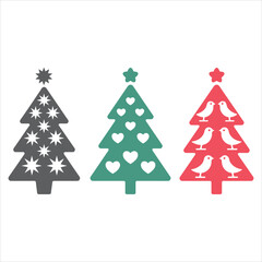Obraz premium Festive Holiday Tree Icons Collection for Christmas Design