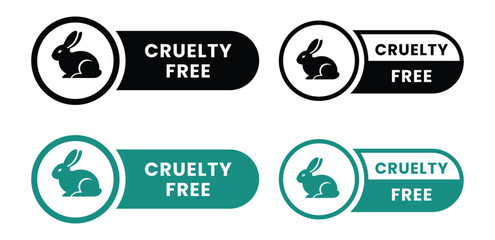 Cruelty free icon. vector set collection of not tested on animals like rabbit symbol. Bunny sign shows no harm to pets from cosmetic ingredients badge. Round web app ui mark stamp of skin care product