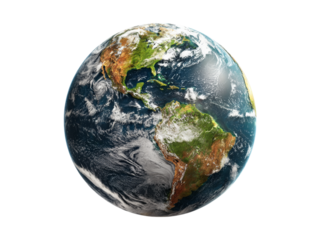 Stunning high resolution earth globe image north and south america visible, Isolated On White Background, Png Transparent