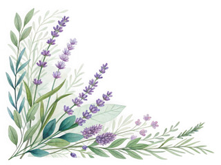 Naklejka premium Elegant watercolor decorative floral corner design element with delicate flowers and leaves isolated on white background