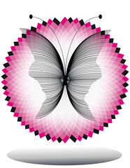 vector illustration of a butterfly on pink and black flower