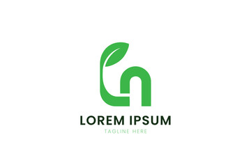 Minimalist green leaf logo design with lorem ipsum text for branding and corporate identity
