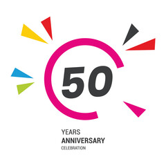Vector 50 year anniversary, birthday logo label. Year. Vector illustration. Isolated against a white background.