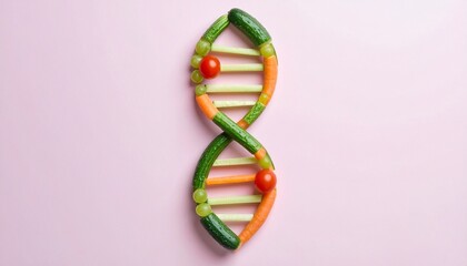Dna structure made of vegetables healthy eating and food science concept