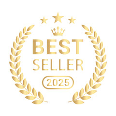 Best Seller 2025 or Gold Best Seller 2025 Label Vector , Premium Product Badge for Top Sales Recognition. Easily Resize & Editable