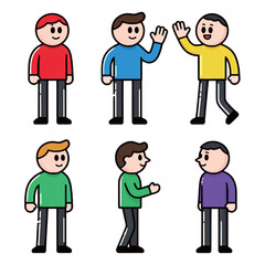 Isolated cartoon illustration of different people in various poses, representing a diverse group of individuals in society.