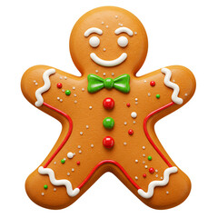 Festive gingerbread man with a green bow tie ready for Christmas treats