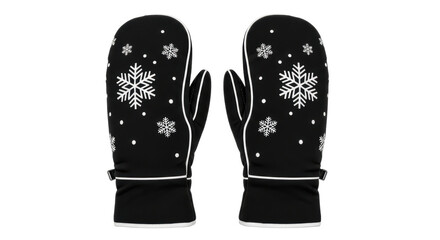 Isolated Winter Mittens with Snowflakes