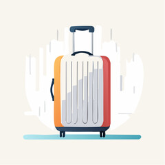 A Vibrant Suitcase Illustration Depicting Travel and Vacation Destinations, Vector Art