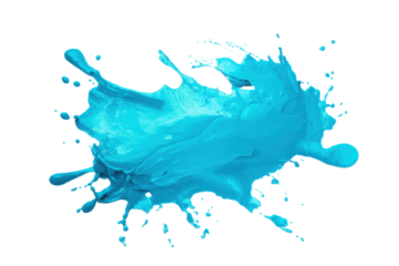 Abstract pale blue paint splatter shape transparent PNG isolated background. Art brush stroke, vibrant tasty color, bubblegum, candy, menthol flavour