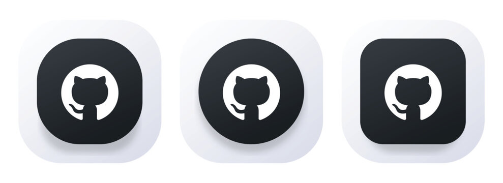 Set of Github Logos Icons in Vector Illustration Style