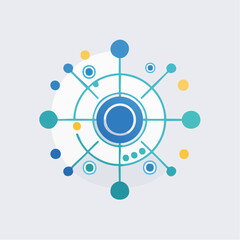 Abstract geometric design showcasing interconnected nodes and radial patterns in a digital context