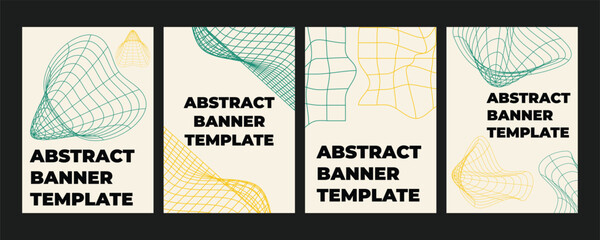 Obraz premium Set of modern creative banners and covers templates with geometric minimalistic shapes and bright color objects. Stylish posters for branding, advertising, social media, promo design, marketing visual