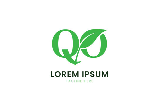 Minimalist green logo with leaf element and placeholder text on white