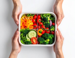 Healthy vegan lunch box ideas fresh vegetables salad meal prep container