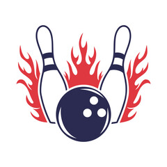 Flaming Bowling Ball and Pins Icon