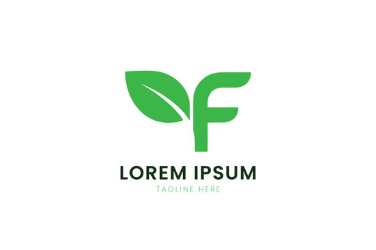 Modern green leaf f logo design minimalist and eco-friendly branding symbol