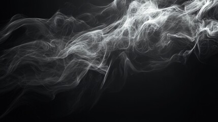Obraz premium Abstract wispy smoke patterns on a black background, fine translucent white particles,