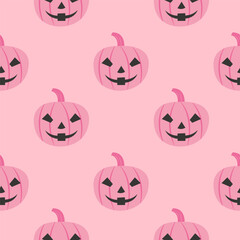 Pink pattern with pumpkin. Vector illustration for Halloween.