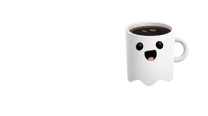 Cute ghost coffee mug isolated on transparent background