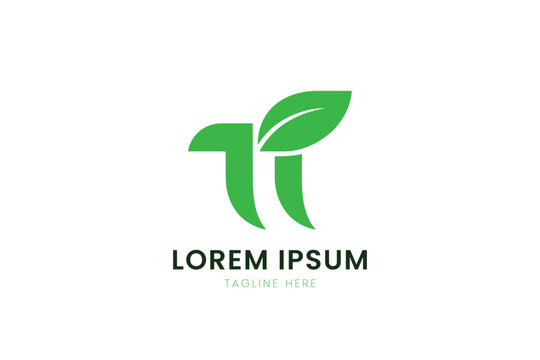 Modern green pi symbol with leaf element minimalist logo design nature inspired