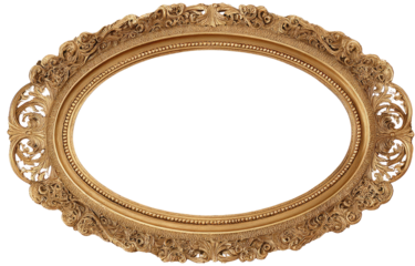 Gold oval frame with ornate carvings