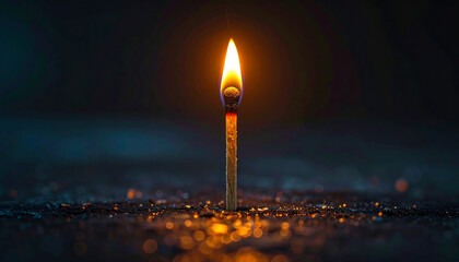 暗闇に灯るマッチの炎