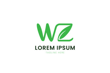 Minimalist green wz logo design simple modern typography organic elements on white