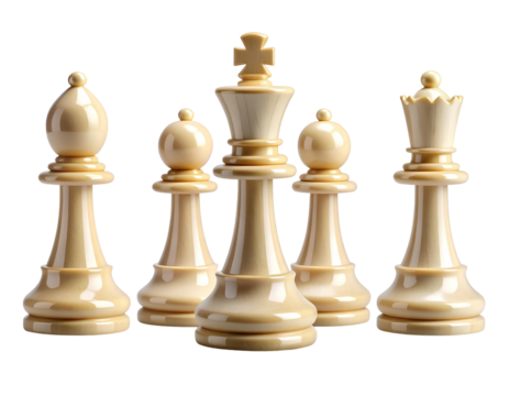 Firefly_Set of A lone, royal-looking ivory bishop chess piece with polished surface texture a