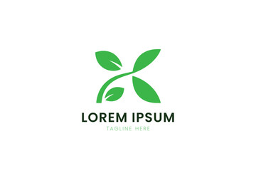 Minimalist green leafy logo design with lorem ipsum placeholder text