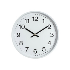 Simple White Wall Clock Time Management  Minimalist Design on transparent background