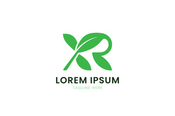 Minimalist green leaf logo design abstract symbol for organic eco brand identity