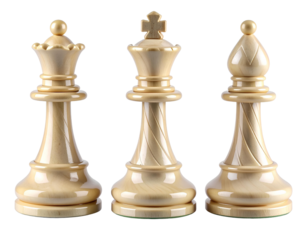 Firefly_Set of A lone, royal-looking ivory bishop chess piece with polished surface texture a