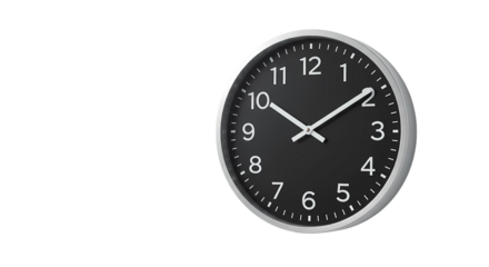 Sleek Modern Wall Clock Black Silver Timepiece Design for Home Decor on transparent background