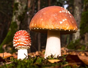 Two mushrooms in a forest (1)