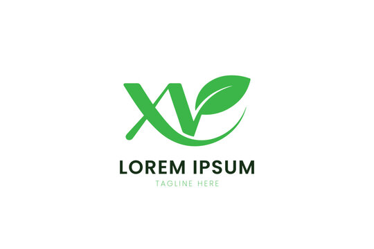 Modern minimalist green leaf logo design with text placeholder for branding and identity