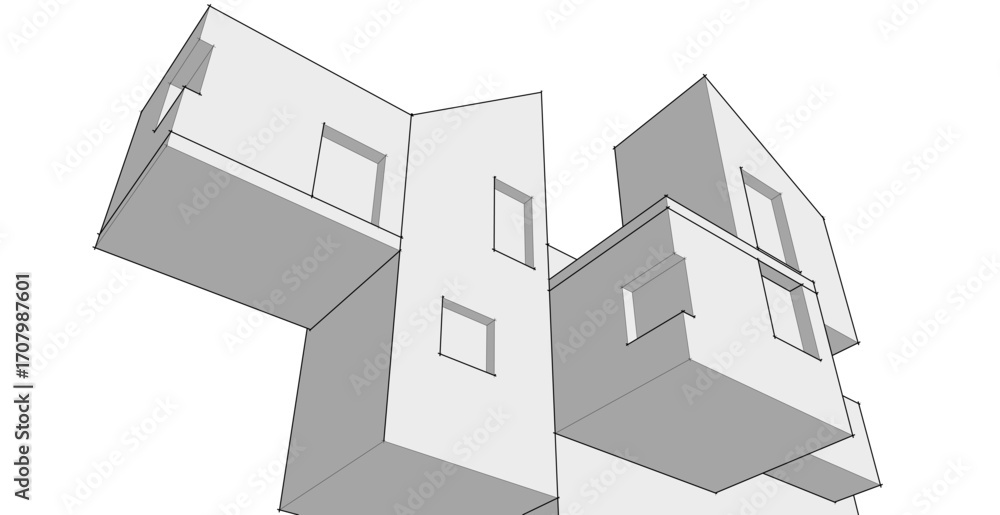 Poster abstract architecture concept building 3d