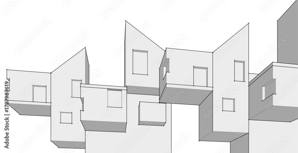 Poster abstract architecture concept building 3d
