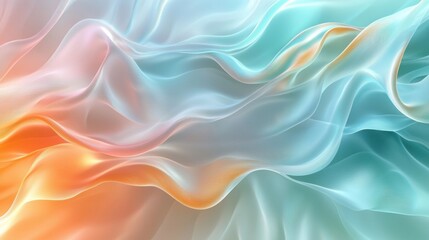 A digitally rendered artwork with fluid waves in soft pastel hues blending into warm tones,