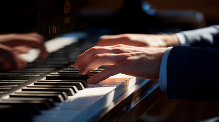 Obraz premium Dazzling Pianist Fingers in Motion at the Piano