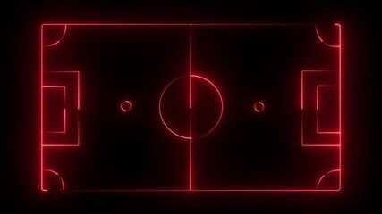 glowing Neon football field icon video animation on the black background. Football stadium icon animation. - Powered by Adobe