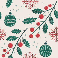 Handdrawn Christmas vector seamless pattern