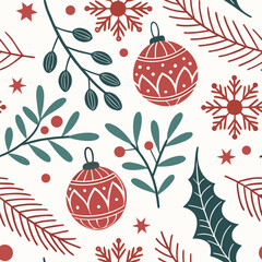 Christmas vector seamless pattern handdrawn
