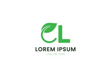 Minimalist green leaf logo design incorporating abstract cl letters for nature businesses