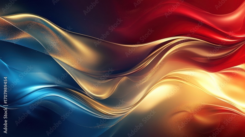 Poster A fluid gradient transitions vertically through three dominant colors,
