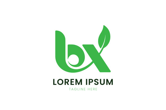 Minimalist green logo design featuring bx with leaf element for eco-friendly brands