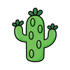 A simple cartoon illustration of a green cactus, ideal for nature, desert plants, and Southwestern-themed designs.